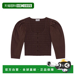 香港直邮Ganni 缩褶长袖罩衫 F9169