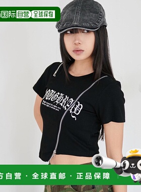 1h可退 日本直邮WEGO 女士拉链设计短款印花T恤 WE25SM06L0019