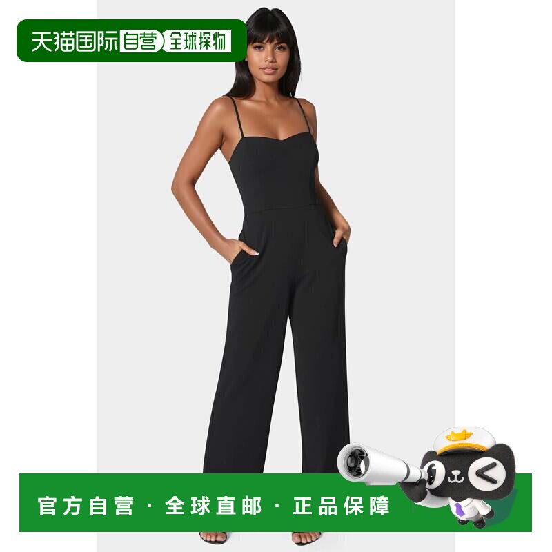 自营Bebe女款甜心连衣裤-黑色 性感吊带连 连体裤美国奥莱直发