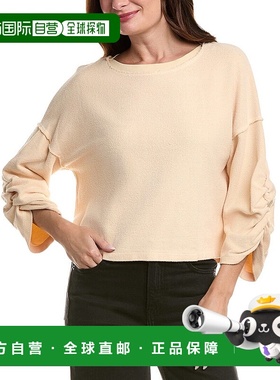 自营Project Social T Callie褶皱袖纹理运动衫-白色 美国奥莱直