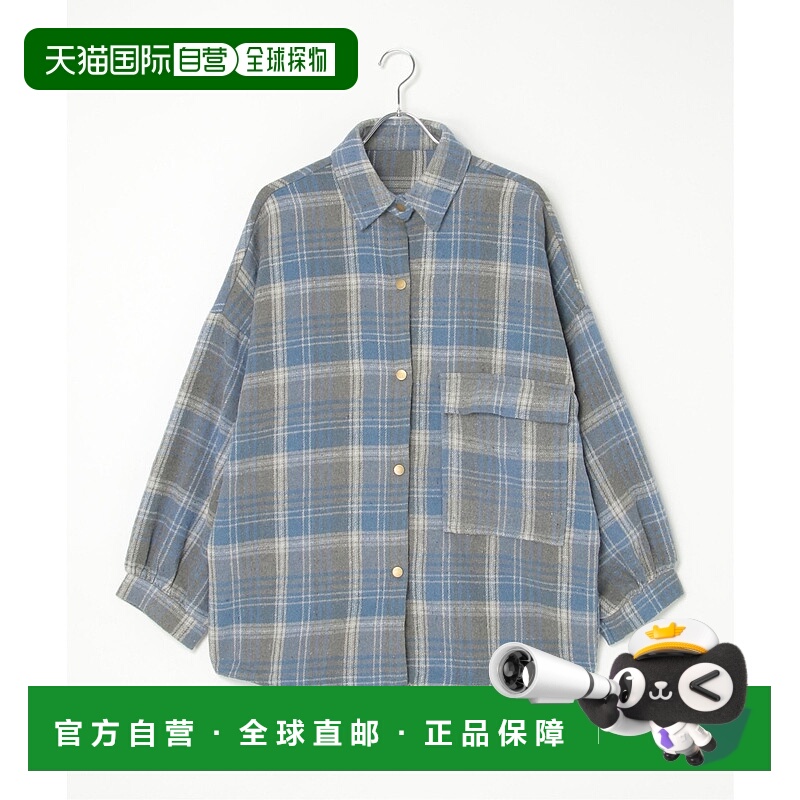 1h可退 日本直邮VENCE EXCHANGE 女装 加绒格纹宽松衬衫 大口袋设