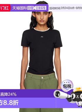 1h可退 香港直邮潮奢 Miaou 女士 黑色 Rhinestone Mini T 恤 702
