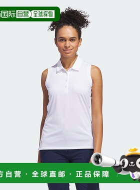 自营adidas Ultimate365女式纯色无袖Polo衫-白色 美国奥莱直发