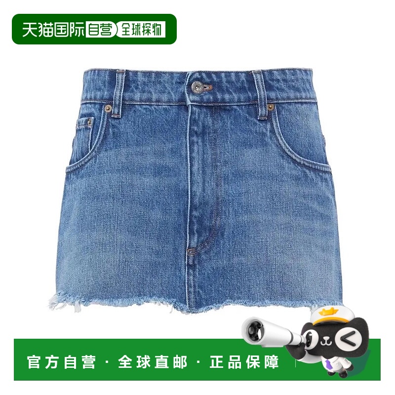 香港直邮Miu Miu 缪缪 女士 標誌細節毛邊牛仔裙 GWD278SOOO10BF