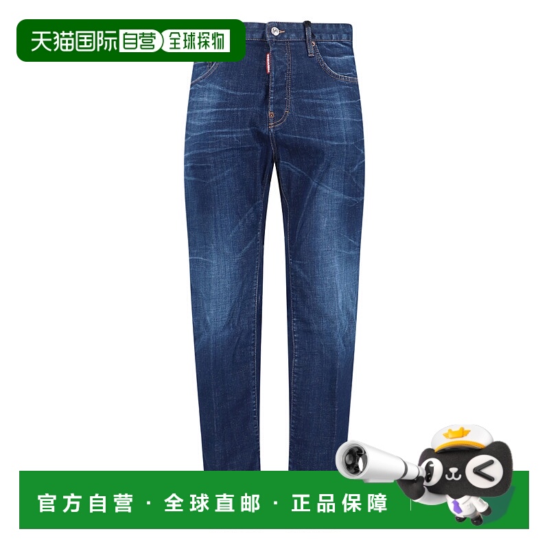 香港直邮Dsquared2 二次方 男士 標誌貼片直筒牛仔褲 S74LB1904D3