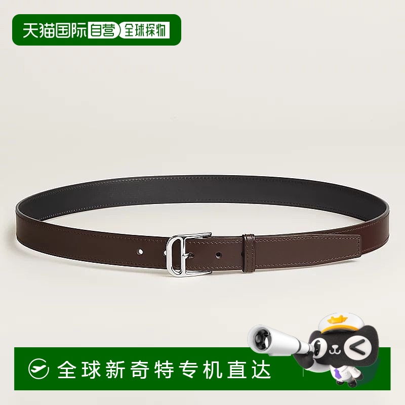 1h可退 欧洲直邮Hermes/爱马仕 女士乌木色牛皮腰带25mm