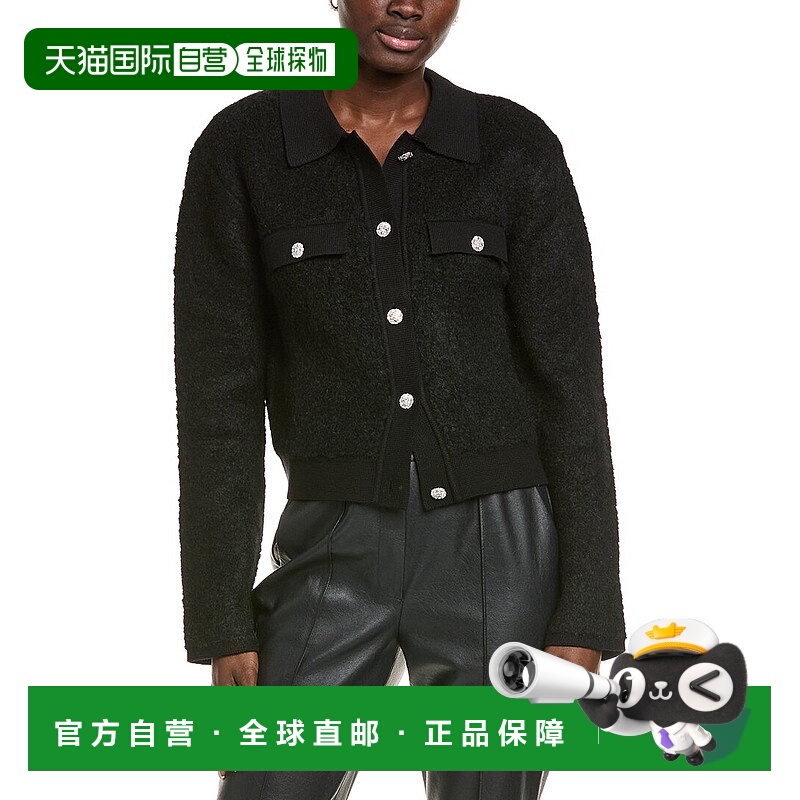 自营Endless Rose Collared Button-Up Wool-Blend Jacket - blac