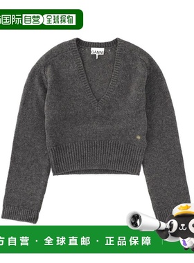 1h可退 香港直邮潮奢 GANNI 甘尼 女士 V領套頭衫 K2629 grey灰色