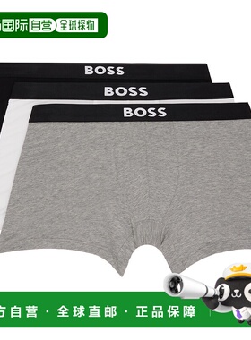 1h可退 香港直邮BOSS 波士 男士 三件装白色 & 黑色 Logo-Waistba