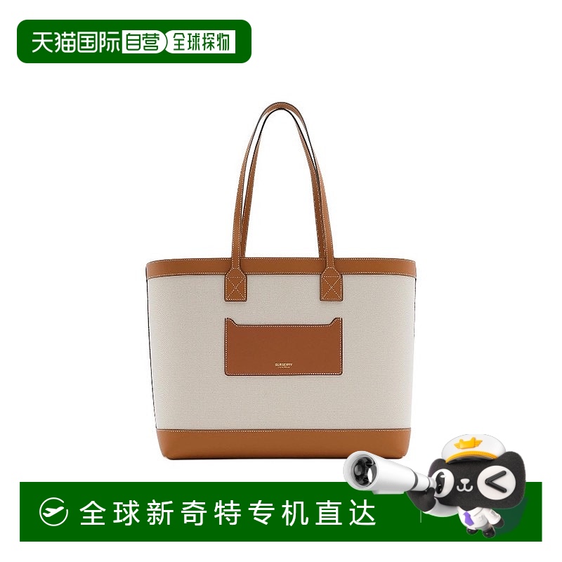 Burberry/博柏利 女士帆布拼小牛皮字母压花徽标手提包