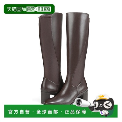 自营Naturalizer Axel防风雨女式棕色皮革及膝长靴ZOGG532-棕色