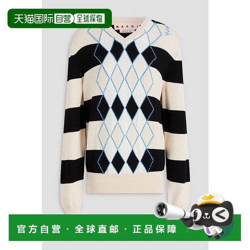 1h可退 香港直邮Marni 玛尼 女士 菱形嵌花棉质毛衣 CVMD0151Q0UF
