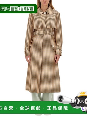 1h可退 香港直邮潮奢 Lanvin 朗雯 女士 格纹风衣 RWCO00335726A2