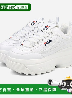 日本直邮FILA DISRUPTOR II WEDGE女士和男士低帮厚底白色/海军蓝
