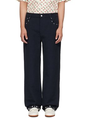 潮奢 Valentino 华伦天奴 男士 黑色铆钉长裤 7V3RBN41AT1