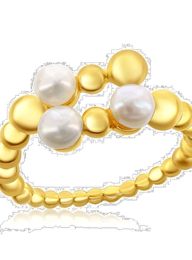 自营 simona 纯银 FWP 和串珠开口戒指 - 镀金 - 金 美国奥莱直发