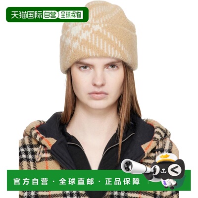 1h可退 香港直邮潮奢 Burberry 巴宝莉 女士 驼色 Check Mohair W