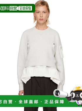 1h可退 香港直邮潮奢 Sacai 女士 灰色 & 白色 Sponge Sweat & Ny