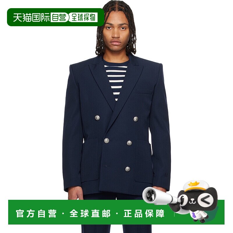 1h可退 香港直邮潮奢 Balmain 巴尔曼 男士 海军蓝西装外套 FH1SG