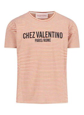 VALENTINO 男士T恤 6V3MG16SAPYRGV SS2025 橙色 Striped t-shirt