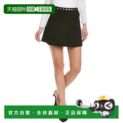 自营Cynthia Rowley Suede Wrap Mini Skirt - black 美国奥莱直