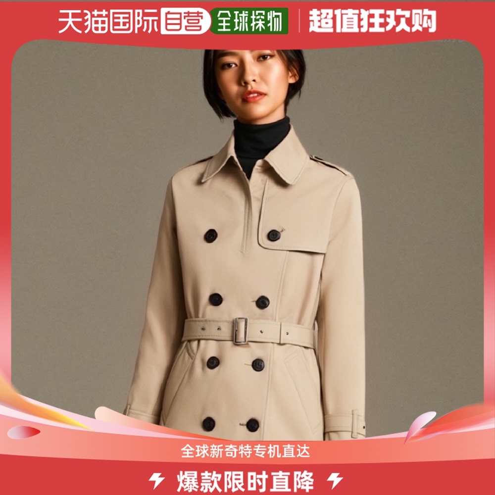 自营|coach蔻驰女士外衣风衣卡其色户外防风御寒保暖舒适