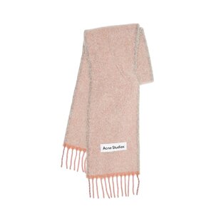 ACNE STUDIO 23新款 男女同款粉色羊毛混纺流苏围巾