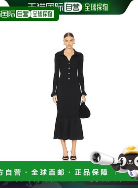 香港直邮Self-Portrait 女士 罗纹针织沟纹中长连衣裙 AW24071MB