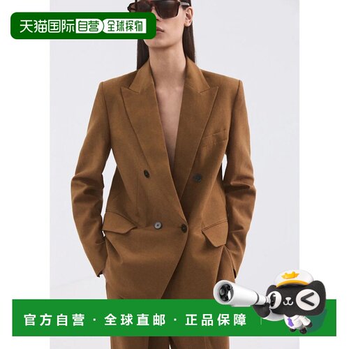 日本直邮MANGO 西装外套 棕色亚麻