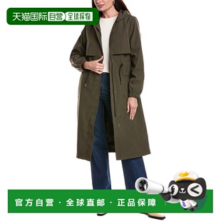 自营Tahari Amelia长款橄榄色雨衣外套 美国直发奥莱