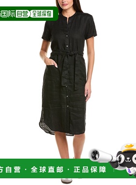 自营 James Perse亚麻衬衫连衣裙-黑色 美国奥莱直发