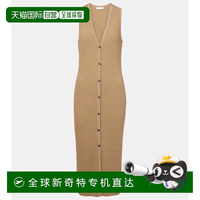 1h可退 香港直邮VINCE 女士 罗纹针织中长连衣裙 beige米色 舒适