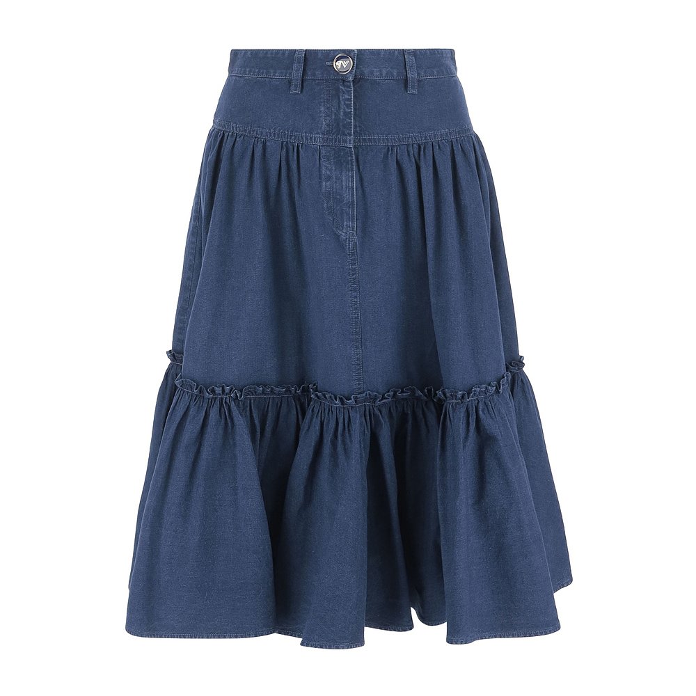 VALENTINO 女士半身裙 BDD18P94B558 SS2025 蓝色 腰带环半身裙