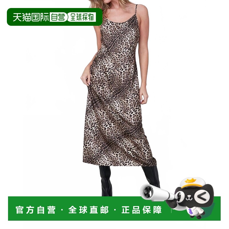 自营renuarAnimal Print Woven Dress In Tan Combo - tan combo