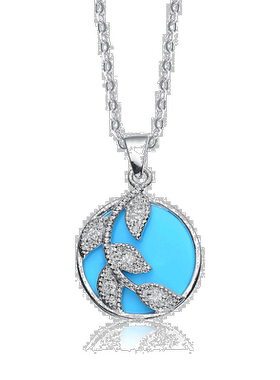 自营 genevive纯银立方氧化锆蓝色石藤项链 - 蓝色 美国奥莱直发