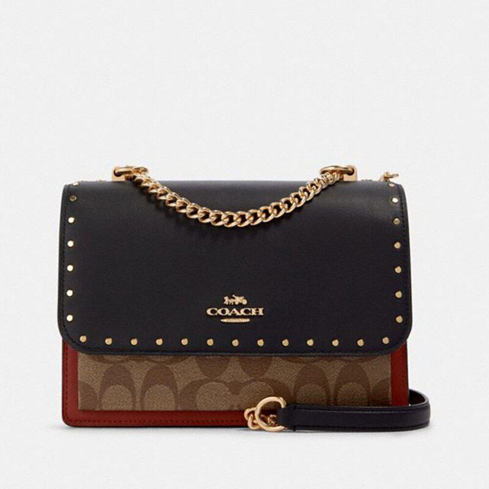 香港直邮coach蔻驰女士pvc配皮单肩斜挎包拼色通勤90400ime7v