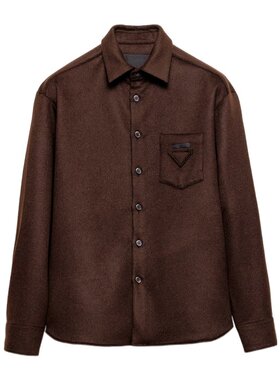 PRADA 男士衬衫 SC8221CRUSOOOF0324 AW2025 棕色 长袖衬衫