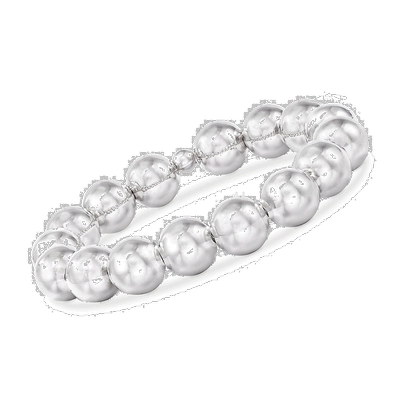 自营Ross-Simons 意大利 12 毫米纯银珠子弹力手链 - 7 英寸 【美