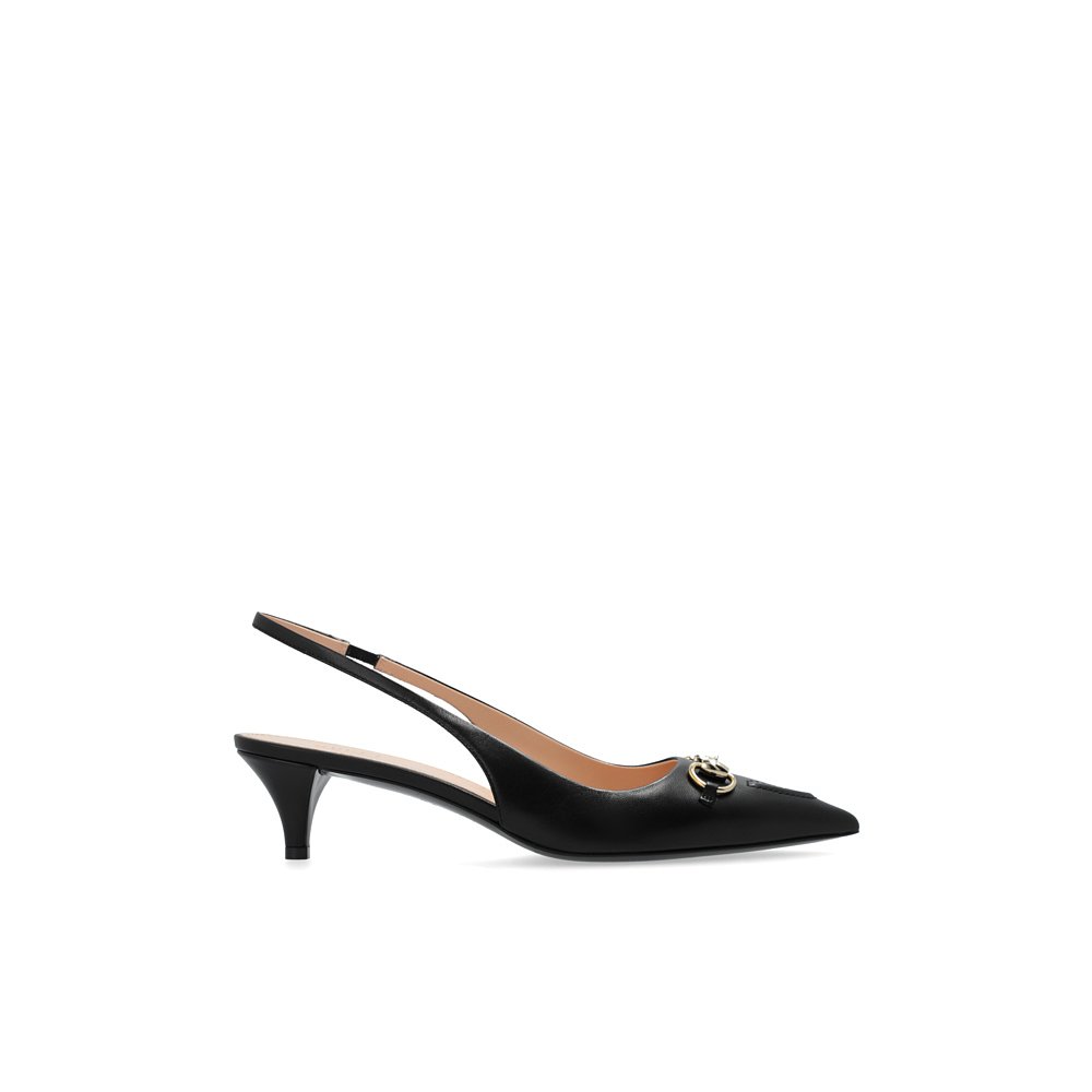 GUCCI 女士高跟鞋 782407DMBT01000 CO 黑色 Horsebit Slingback