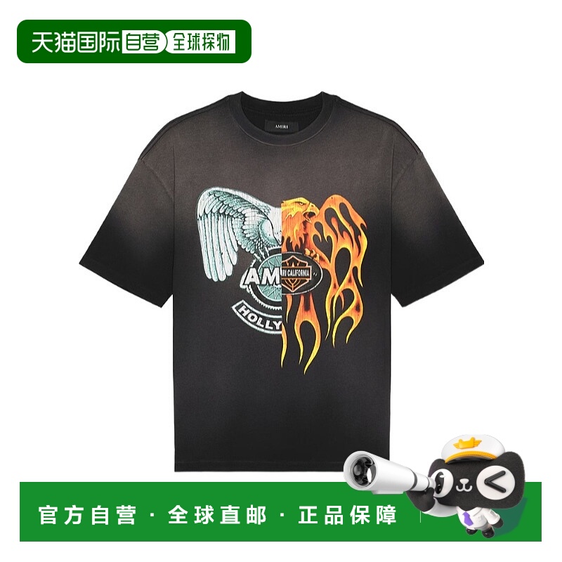 1h可退 香港直邮AMIRI 男士T恤 AMTOJR1043001 CO 黑色 短袖T恤