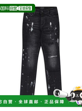 自营rtaBLACK CLAYTON DISTRESSED PAINT SKINNY JEANS - black