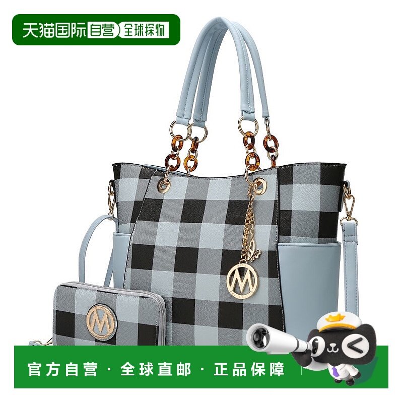 自营 mia k collectionBonita Checker Tote Handbag for Women's
