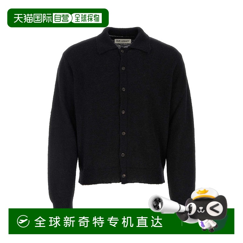 1h可退 香港直邮Our Legacy 男士 黑色羊驼毛混纺针织开衫 M4213E