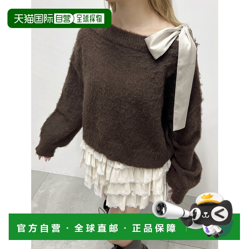 1h可退 日本直邮WEGO 女装 单肩设计 针织上衣 蝴蝶结系带 PL25WN