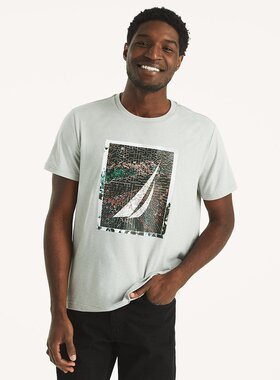 【美国奥莱】直发 Nautica 男式 J-Class 图案 T 恤 - 灰色混色