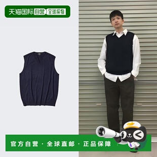 日潮跑腿优衣库25秋冬新款男女装美利奴羊毛针织衫V领背心481049