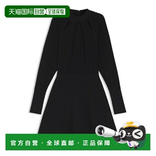 自营bossSkater-style dress with lace-stitch detailing - blac