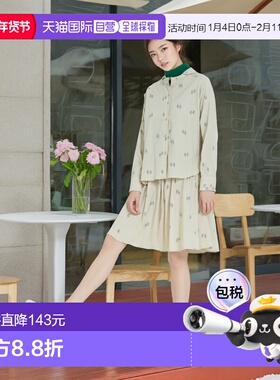 1h可退 日本直邮nop de nod 女装 全棉线画尤加利印花小圆领衬衫