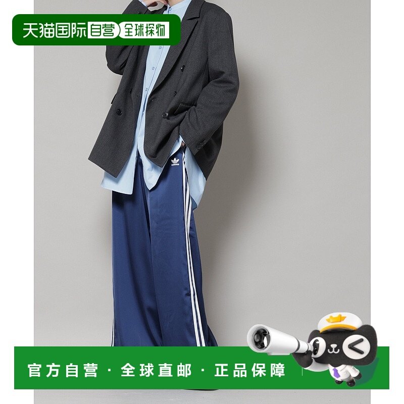 日本直邮adidas 绸缎运动长裤  靛蓝色