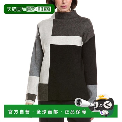 自营T Tahari Color Block Jacquard Sweater - grey 美国奥莱直
